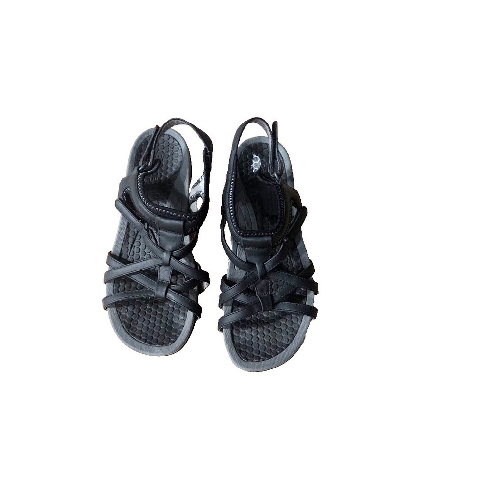 Baretrap "Dylynn" Size 8M Women's Black‎ Strappy Comfort Wedge Sandals